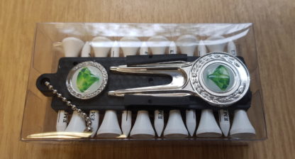 Boxed tee-bar set in silver